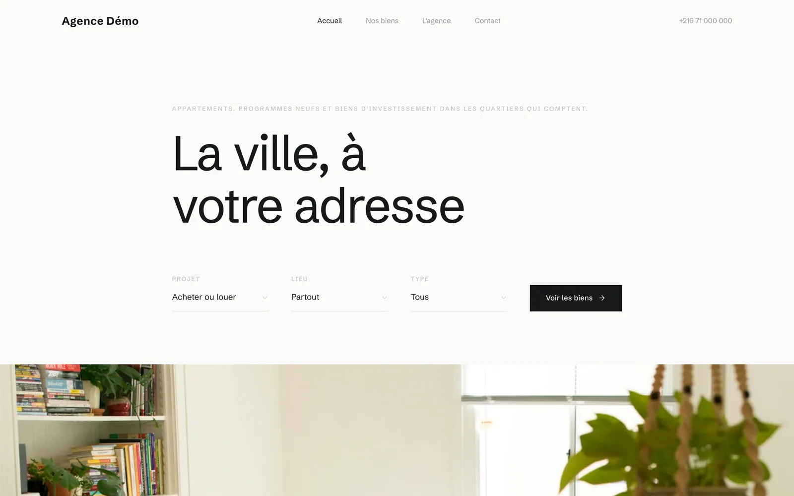 La page d’accueil d’un site d’agence avec le thème Haven