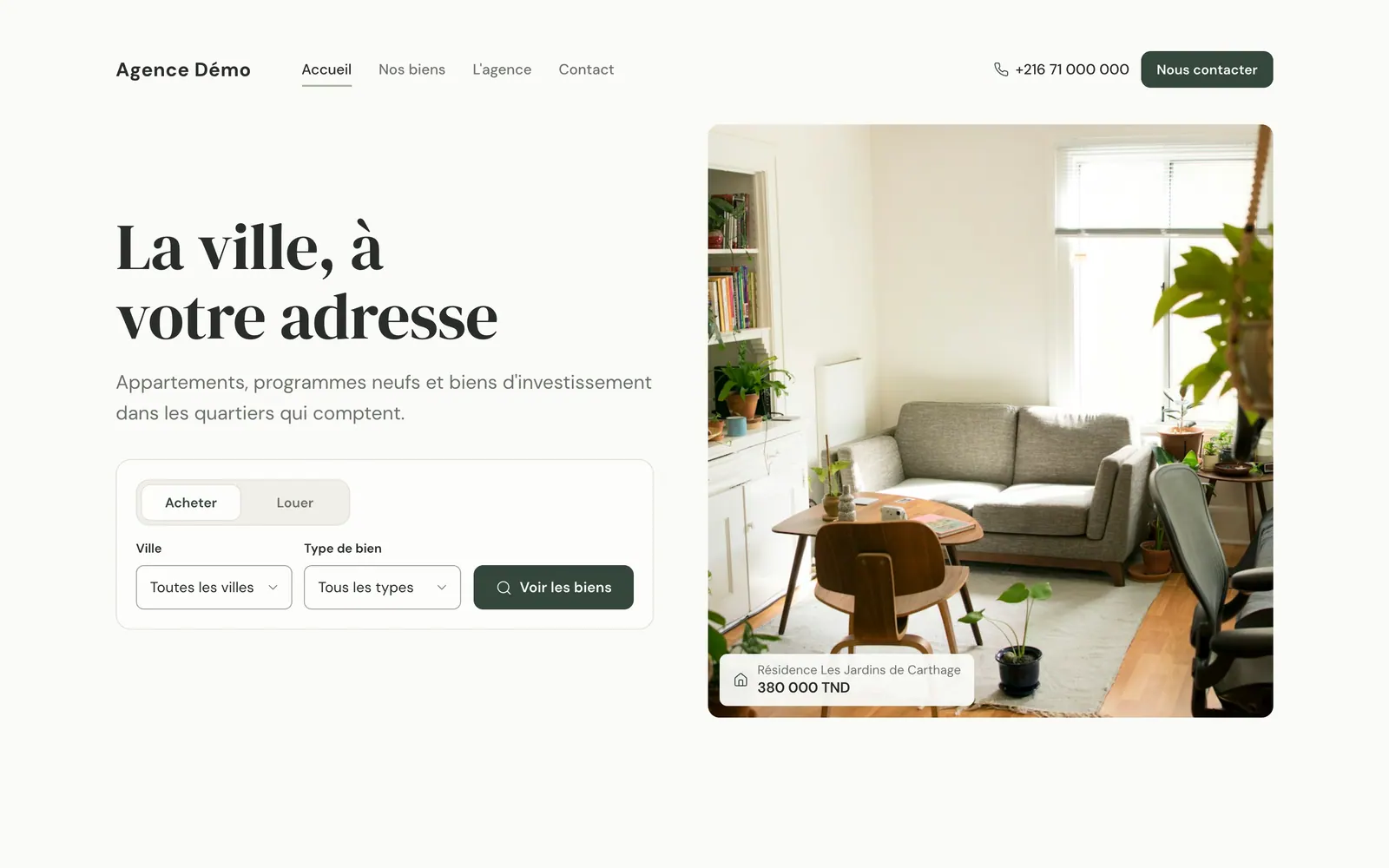 Le thème Nord sur le site d’une agence